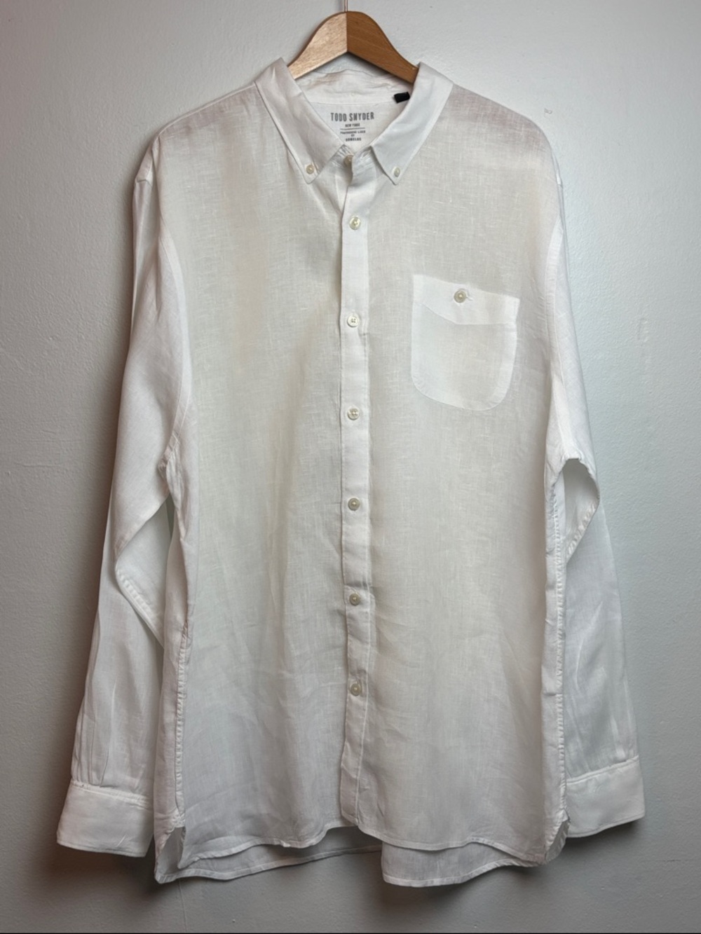 Todd Snyder Men’s Shirt XXL Lightweight White Linen Button-Down Somelos